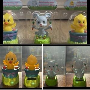 Set of 3 NEW - Solar Powered Dancers 2 Chicks & 1 Bunny **CUTE**
